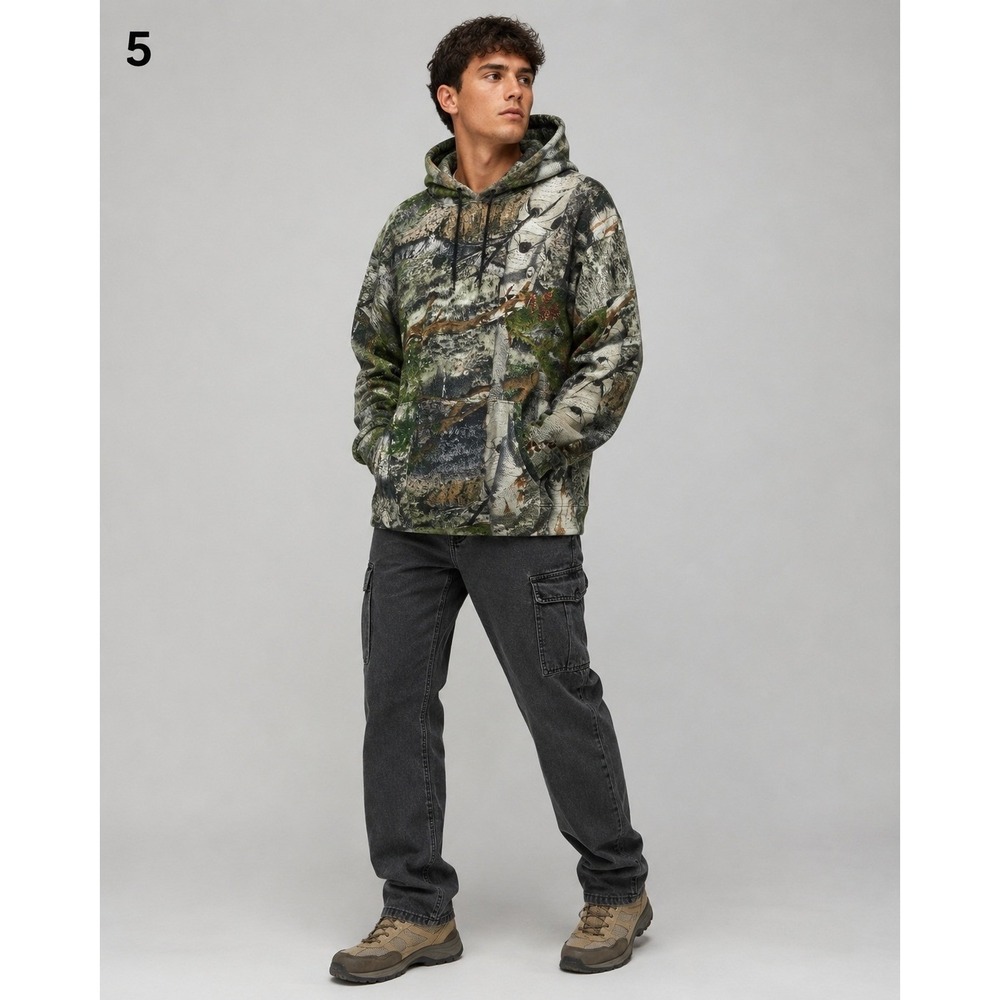 Mossy Oak Sweatshirt‎ Mens 3XL Camo Cotton Polyester Fleece Lined Hood Pocket